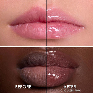 Dior Addict Lip Glow Butter - 101 Glazed Pink before and after