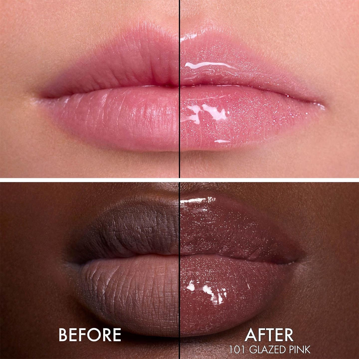 Dior Addict Lip Glow Butter - 101 Glazed Pink before and after