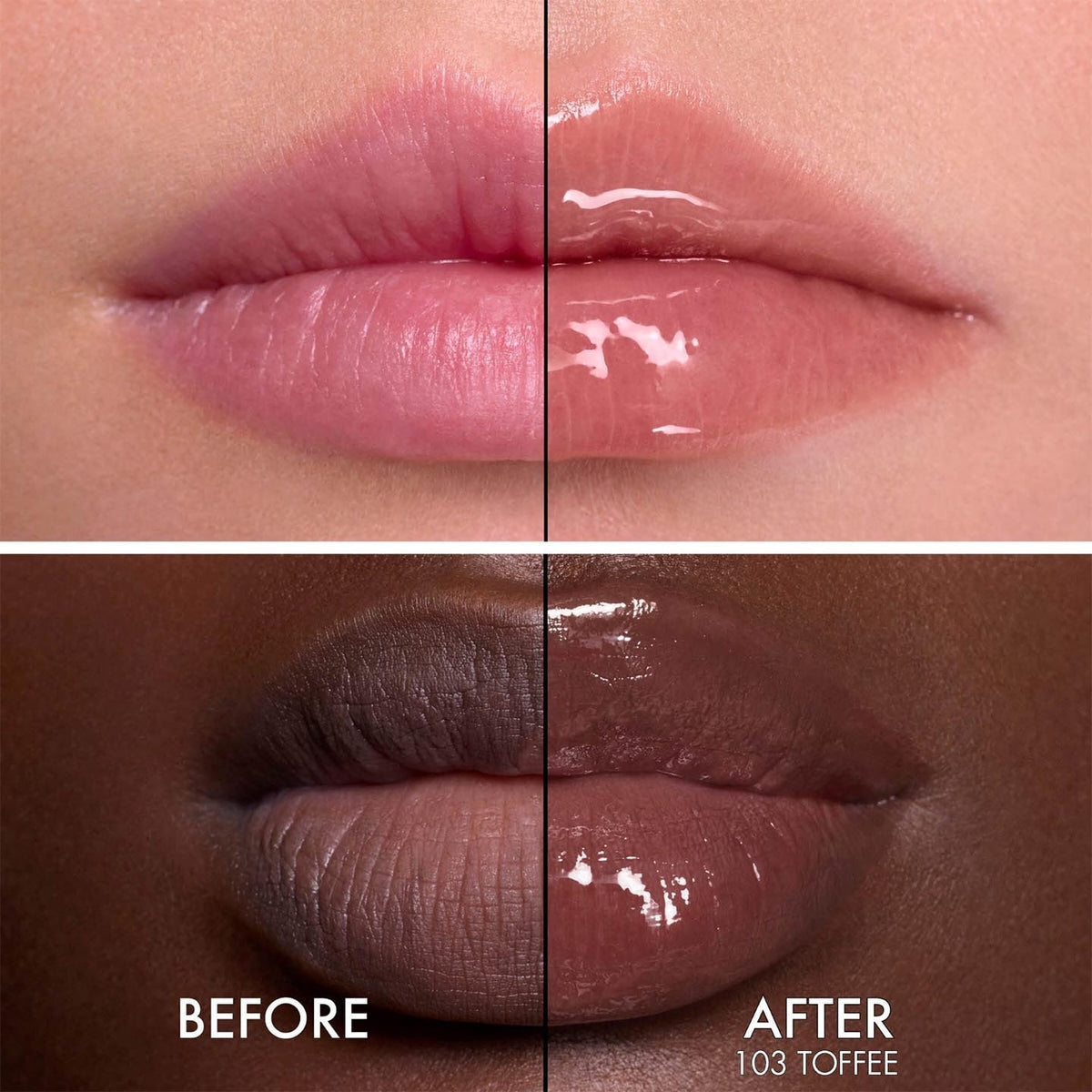 Dior Addict Lip Glow Butter - 103 Toffee before and after