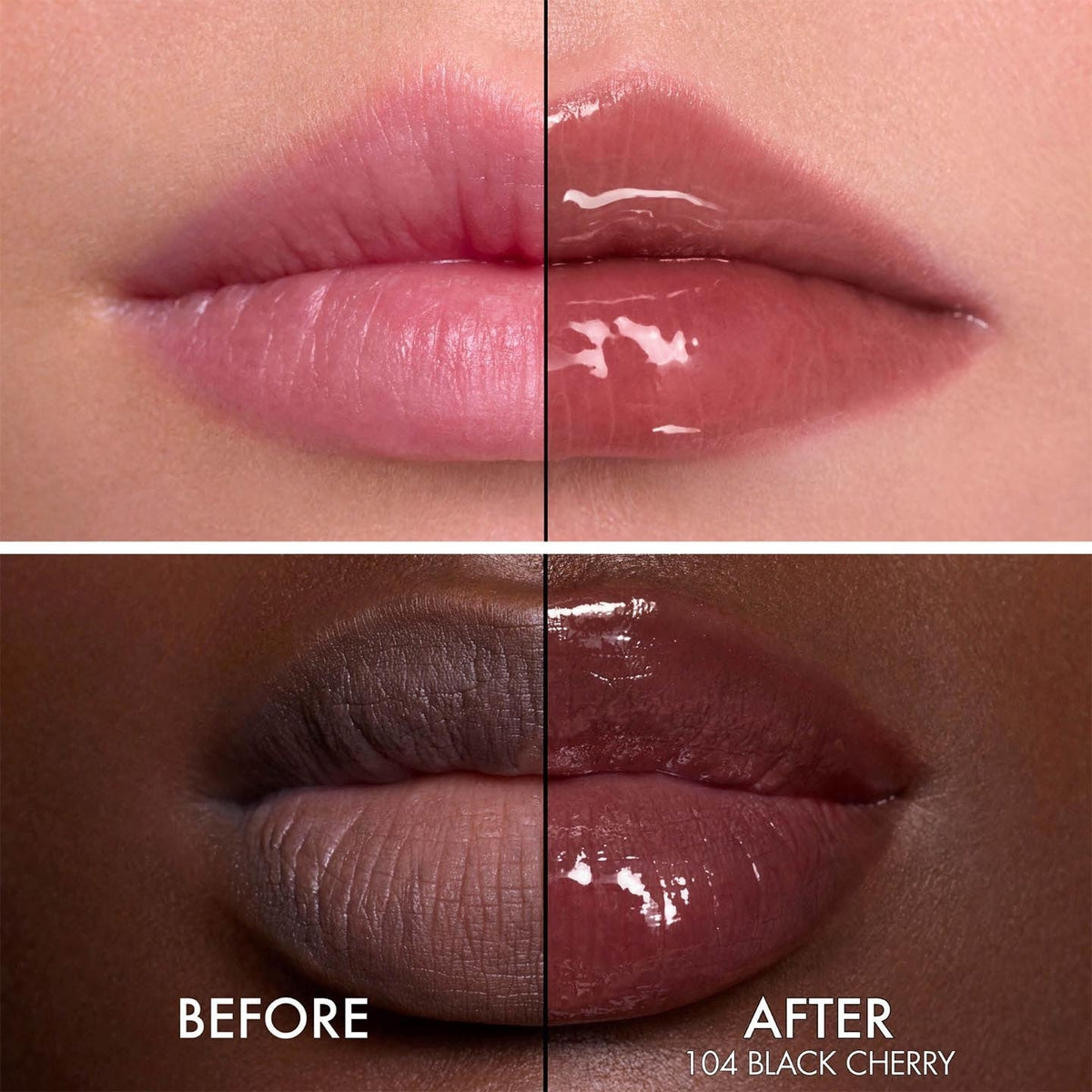 Dior Addict Lip Glow Butter - 104 Black Cherry before and after